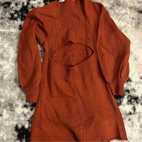 NWOT Free People Emmaline Open Back Mini Sweater Dress - Picture 12 of 13